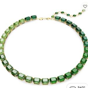 New Authentic SWAROVSKI Brand Gradien Gold Green Millenia Necklace  and Earrings